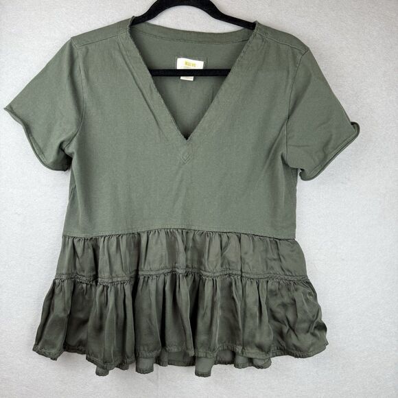 Maeve Tops - Maeve Anthropologie Women's Forest Green Louisa Tiered Top Size Small